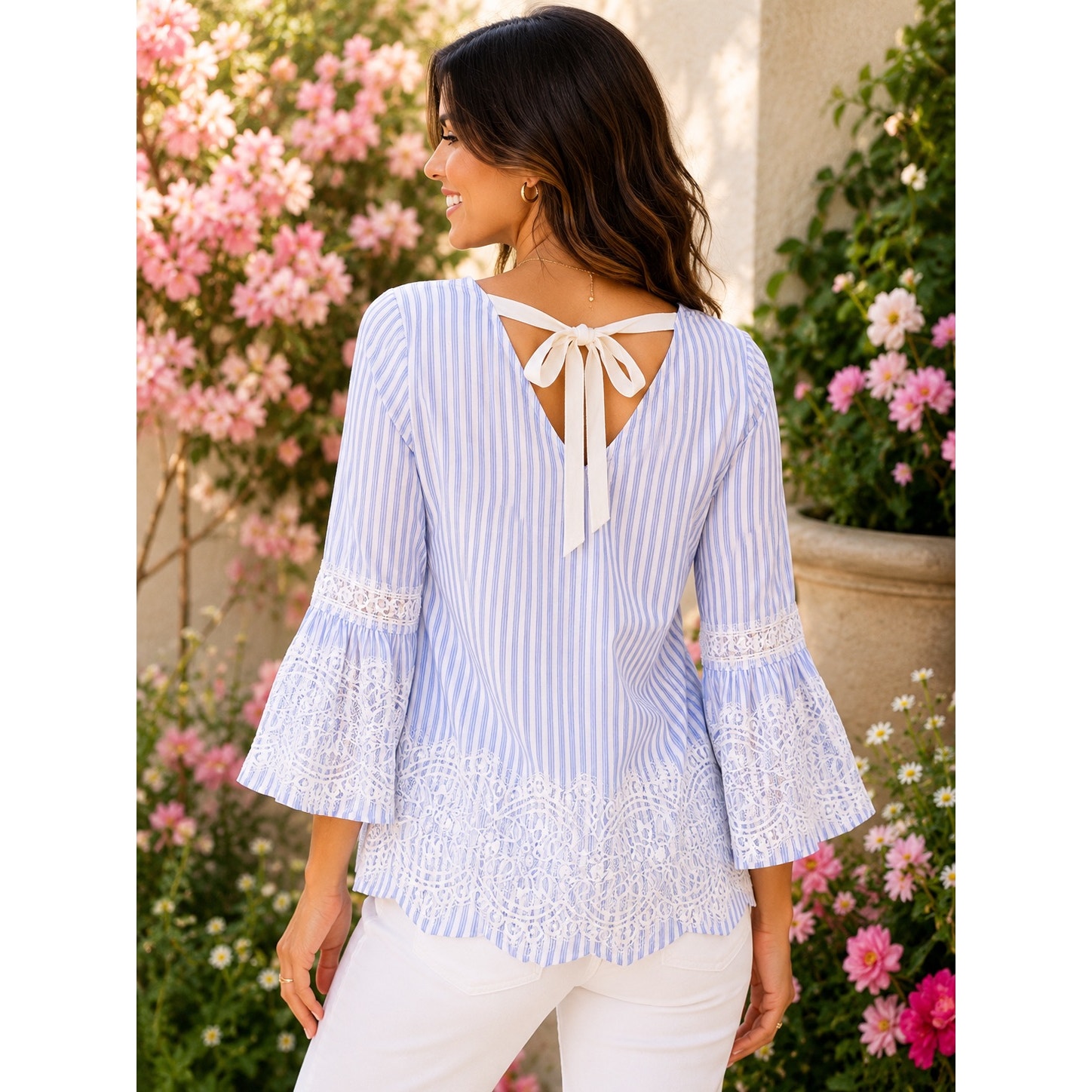 Star Style | Lace Bell Sleeve Blouse — image 2 of 7